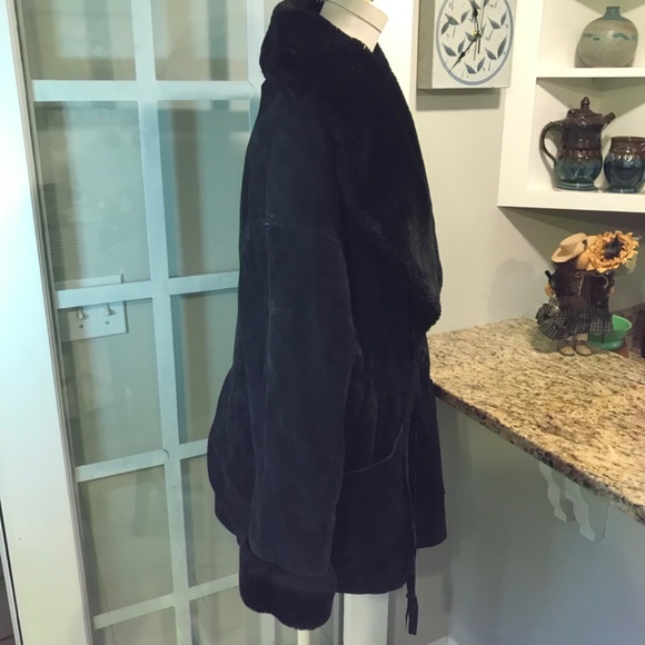 Vintage Charles Klein suede leather faux fur coat - Picture 3 of 16